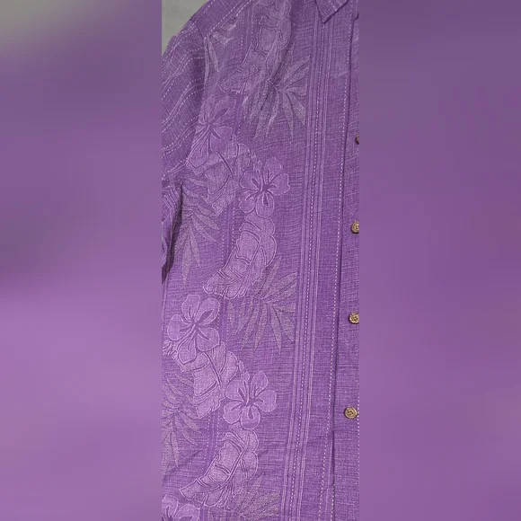 Tommy Bahama Bali Border Floral Jacquard Short Sleeve Silk Button Up Size Large - Picture 4 of 8